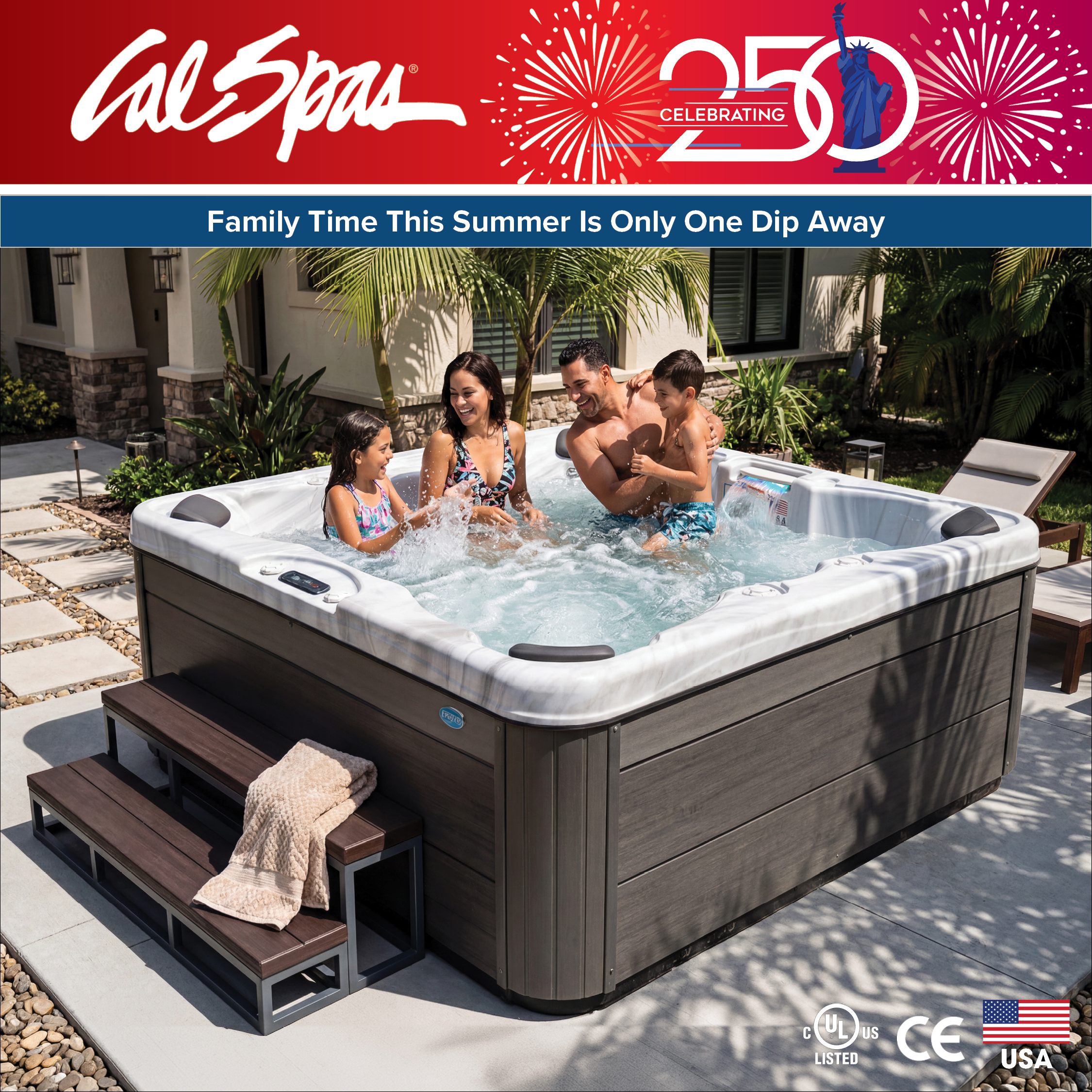 Calspas hot tub being used in a family setting - Millhall